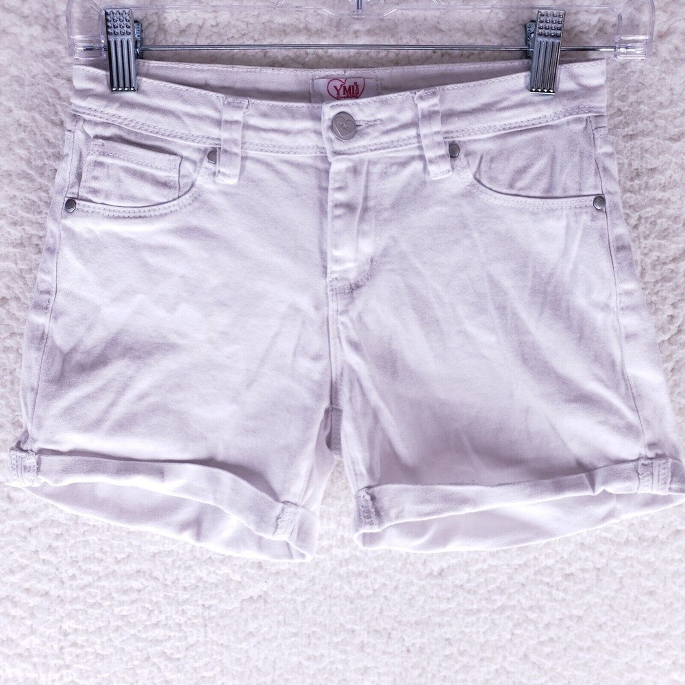 YMI White Jean Shorts Girls Size 14 Mid Rise Denim Pants